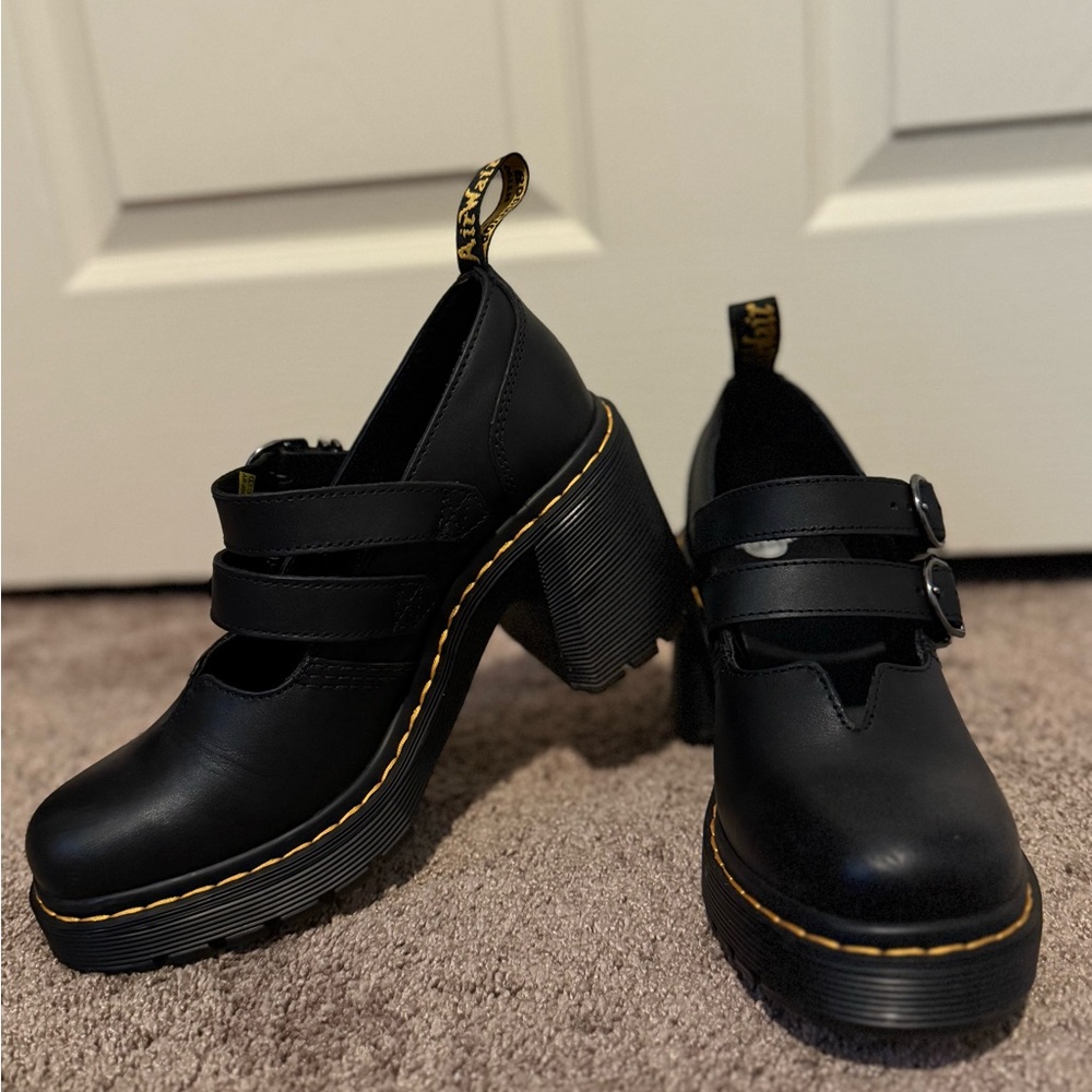 Dr Martens EVIEE SENDAL LEATHER HEELED SHOES - Picture 6 of 13